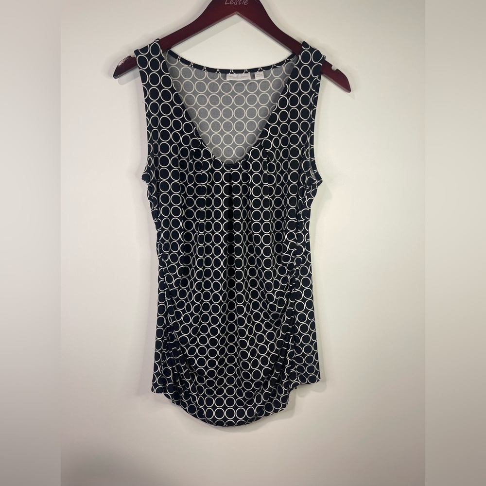 New York & Company Black and White Circle Tank Top